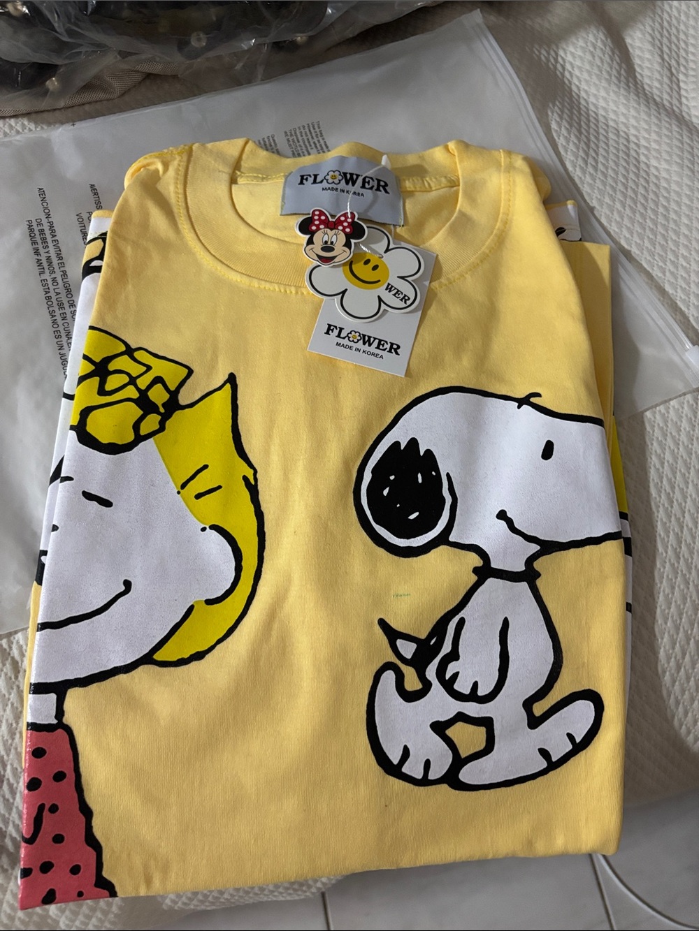 Flower Peanuts Graphic Short Sleeve Tee - Yellow Made in Korea